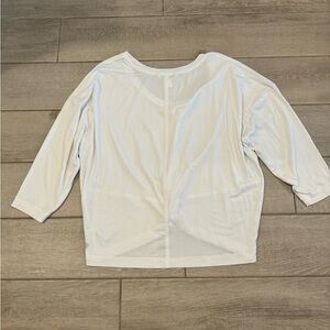 Athleta white 3/4 sleeve twist front top white Medium